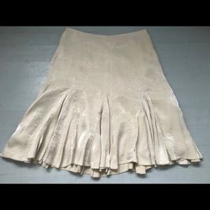 Champagne shiny flowy midi skirt size 12